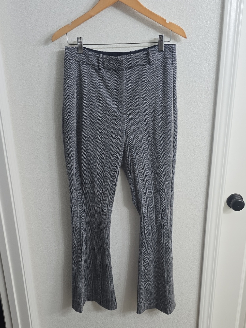 Express Gray Herringbone Flare Ponte Pants